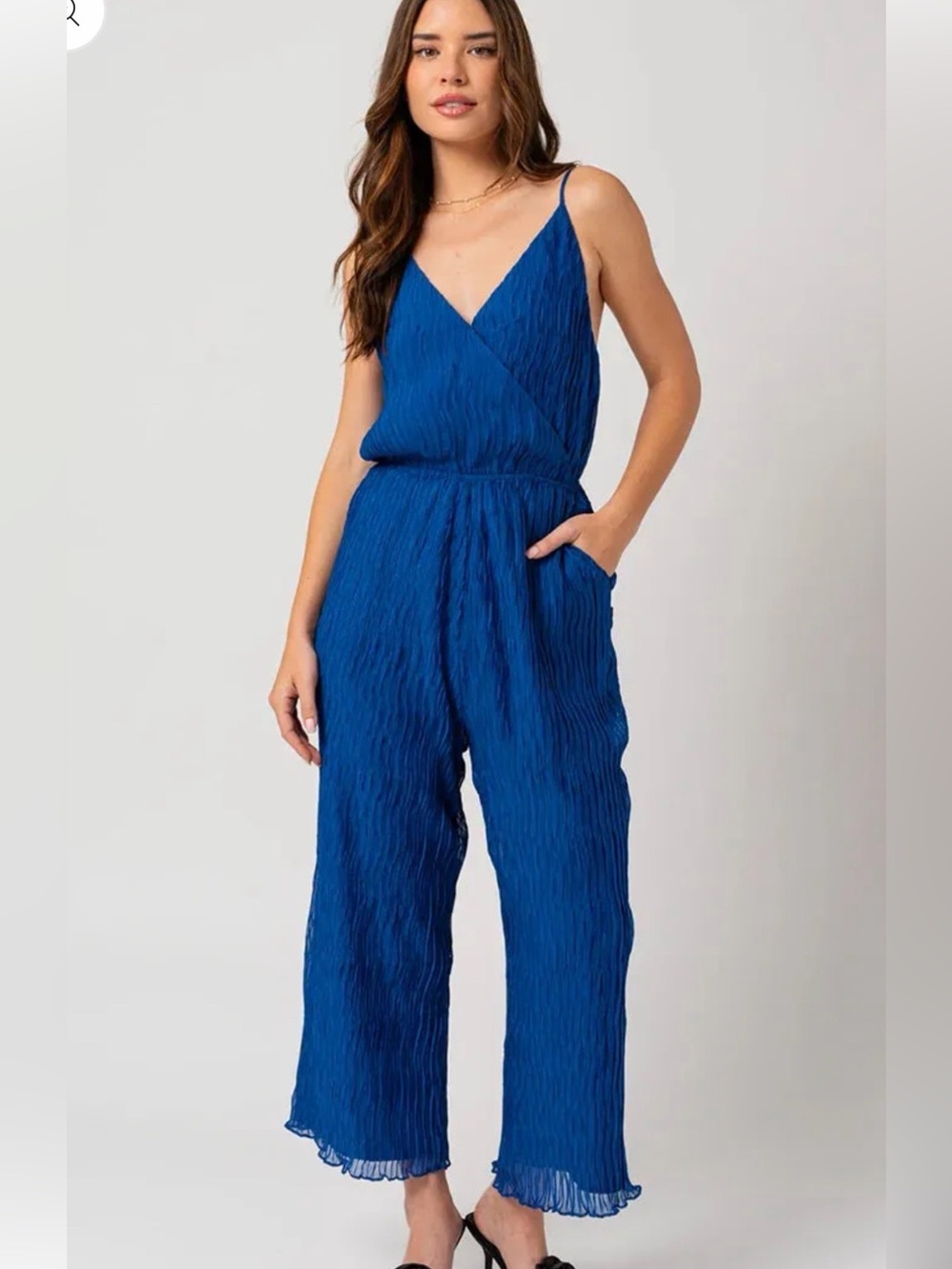 Gilli Royal Blue Crinkle Jumpsuit